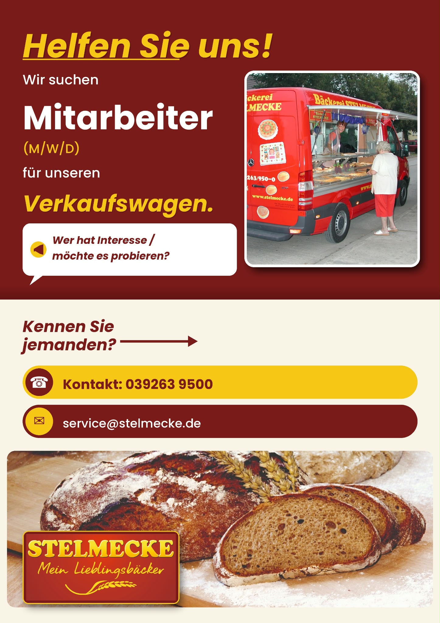 Stellenangebot: Mitarbeiter (m/w/d) für unseren Verkaufswagen
